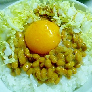 簡単♪アレンジ♪たっぷり白菜の納豆たまごかけご飯